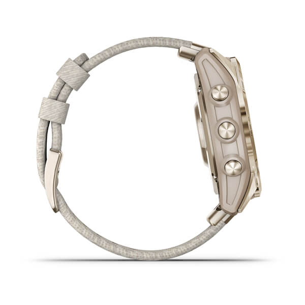 Garmin Fenix 7s Sapphire Solar титановый кремовый с нейлоновым ремешком