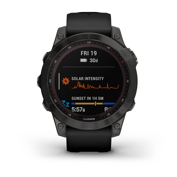 Garmin Fenix 7 Sapphire Solar титановый серый DLC с черным ремешком
