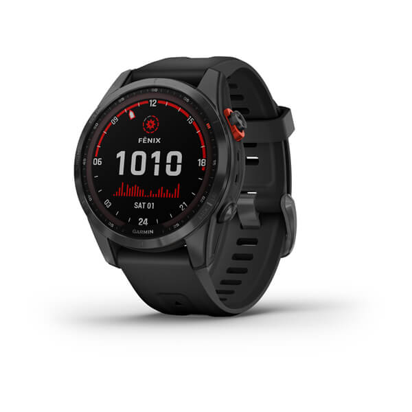 Garmin Fenix 7s Solar серый с черным силиконовым ремешком