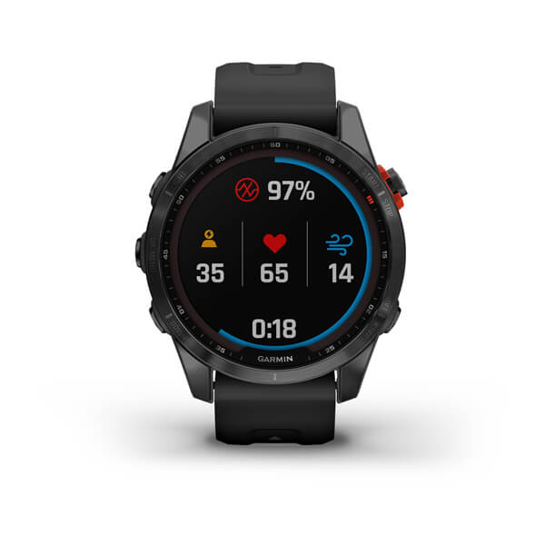 Garmin Fenix 7s Solar серый с черным силиконовым ремешком