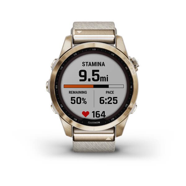 Garmin Fenix 7s Sapphire Solar титановый кремовый с нейлоновым ремешком