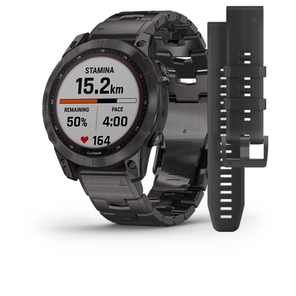 Garmin Fenix 7 Sapphire Solar титановый угольно-серый DLC с угольно-серым титановым DLC браслетом