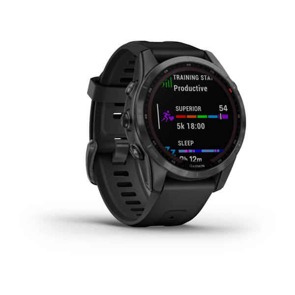 Garmin Fenix 7s Solar серый с черным силиконовым ремешком