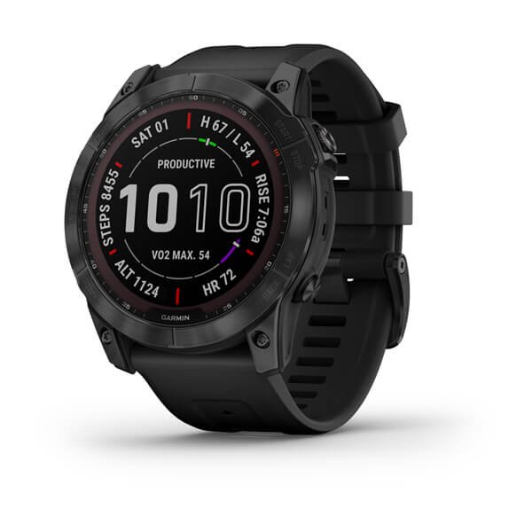 Garmin Fenix 7X Sapphire Solar титановый черный DLC с силиконовым ремешком
