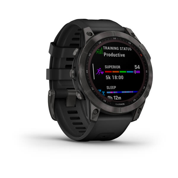 Garmin Fenix 7 Sapphire Solar титановый серый DLC с черным ремешком