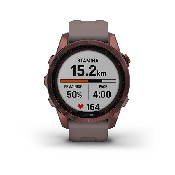 Garmin Fenix 7s Sapphire Solar титановый темно-бронзовый с сланцево-серым силиконовым ремешком